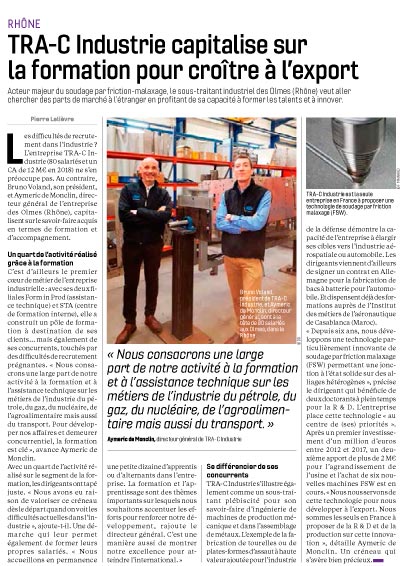 page de journal tra-c industrie
